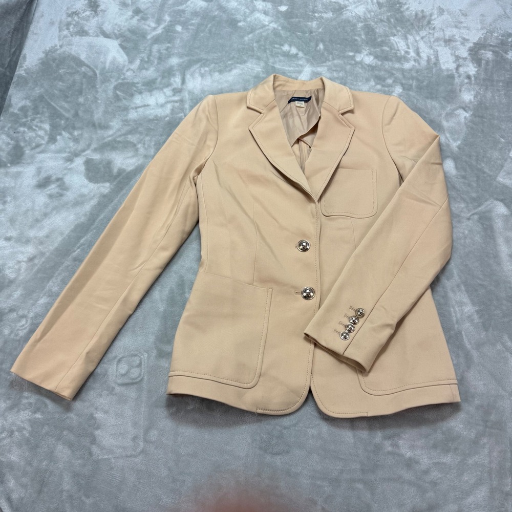 Tommy Hilfiger Blazer Size 4 Beige/Cream Cotton Blend Business‎ Career Jacket - Picture 3 of 8